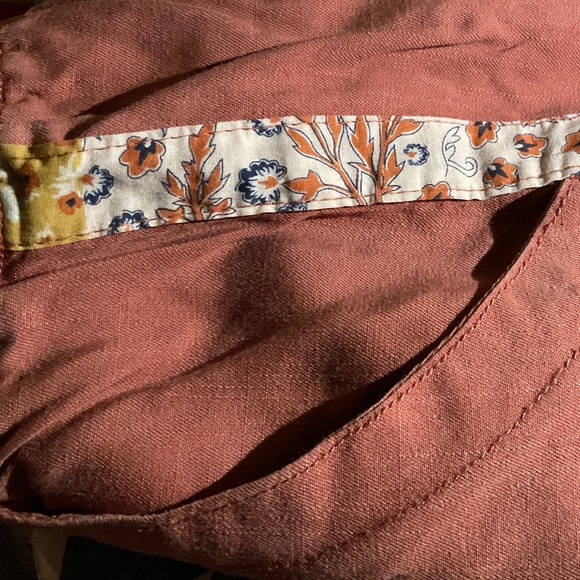 Super soft deep mauve jogger style pants with bohemian fabric side strips - Picture 8 of 8